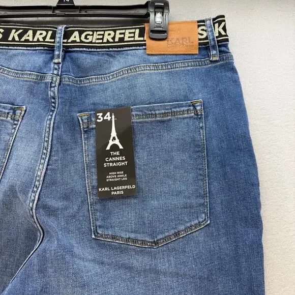 Karl Lagerfeld Paris Jeans Women's 16 Blue Cannes Straight High Rise L2TK2276 - Picture 3 of 14